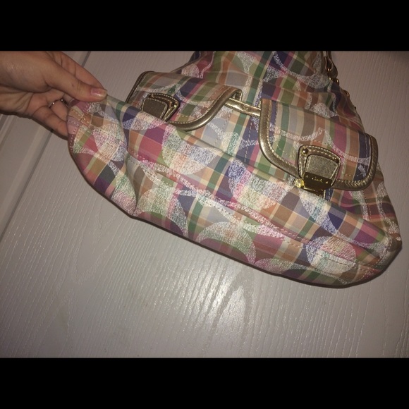 NWOT huge coach plaid hobo tote - Picture 6 of 8